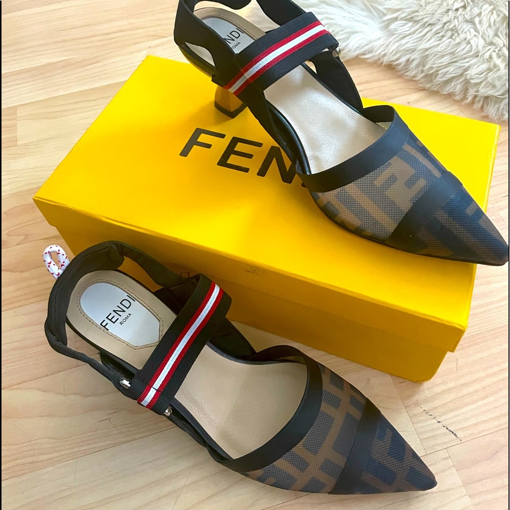 Fendi mesh colibri sling back